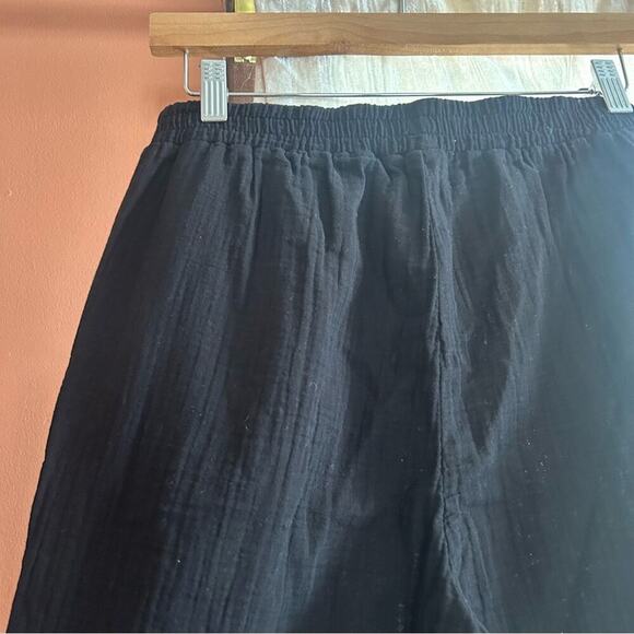 Mododoc Relaxed Fit Cropped Pants Gauze Lightweight Elastic Waist Black NWT Sz S - Picture 8 of 9